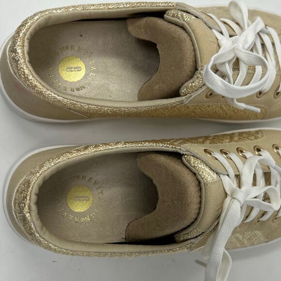 Spenco Revitalign Lace Up Sneakers Sz 7 Tan Metallic Gold Comfort Orthotic - Picture 5 of 9